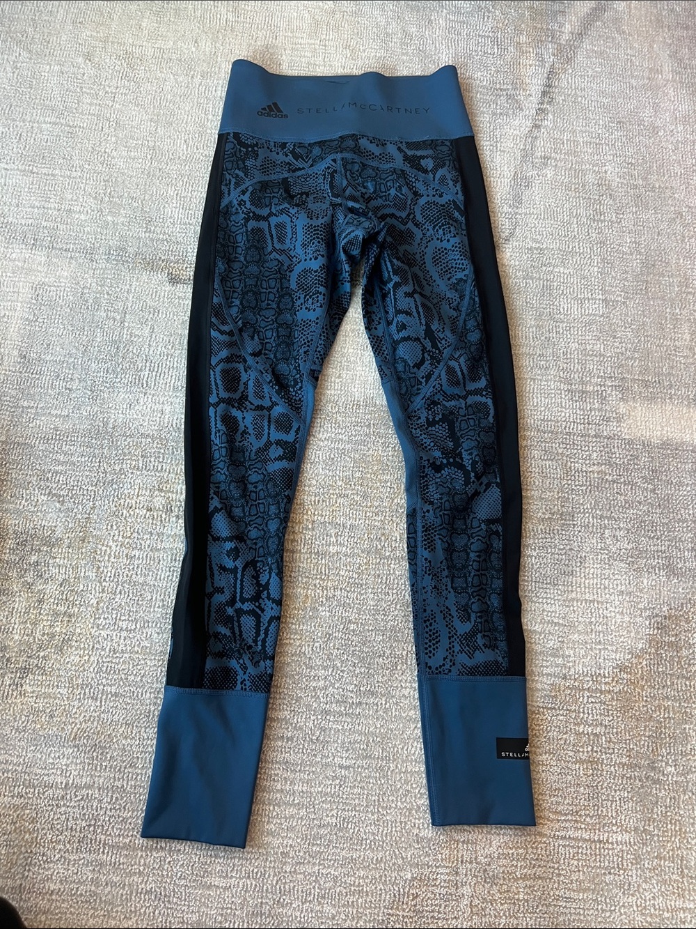 Adidas by Stella McCartney Women’s ' Teal Snake-Print Leggings with Black Panels